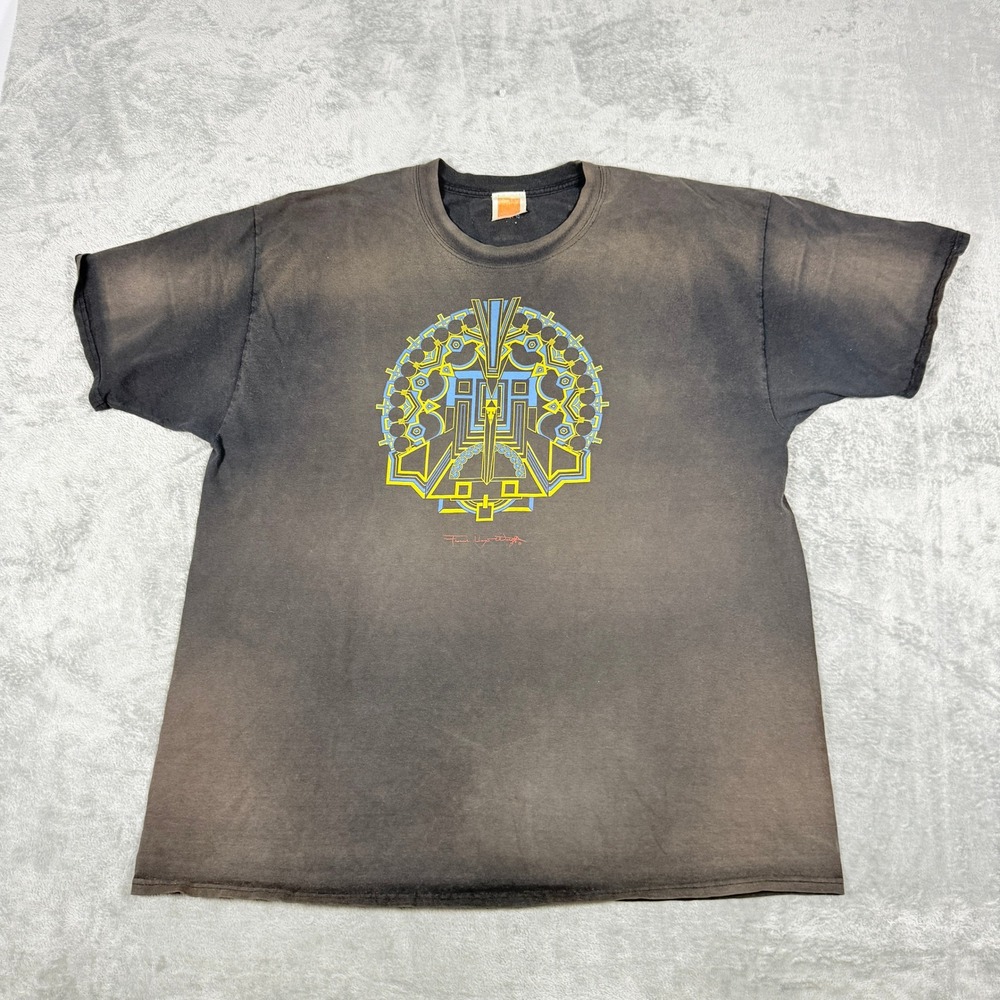 Vintage Frank Lloyd Wright Mens XL Faded Black Graphic T-Shirt Architecture Art